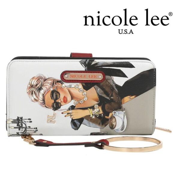 NWT Nicole Lee 'Lady In Black' RFID Wallet Pockets Wristlet - Picture 1 of 4